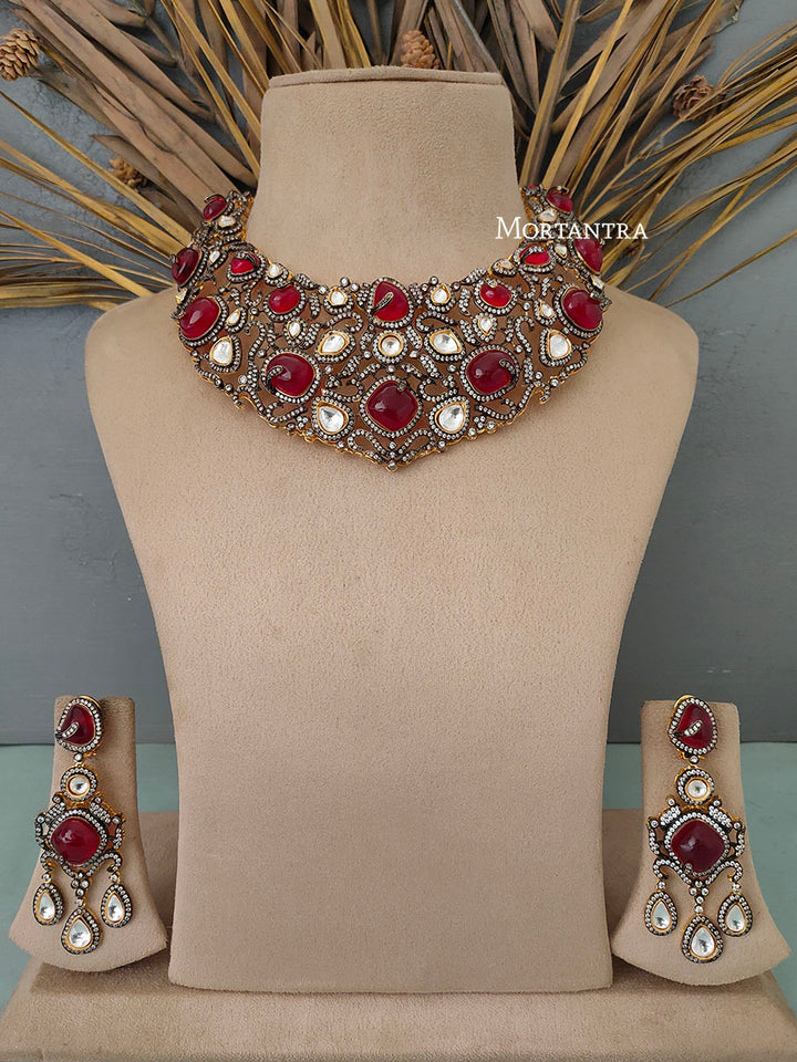 PK-S13R - Faux Diamond Necklace Set