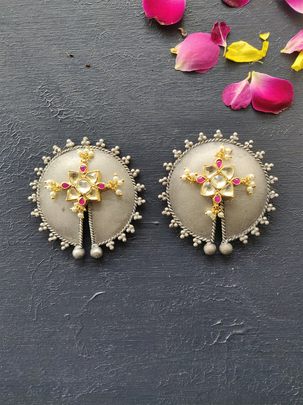 Navratri Collection Silver Finish Earrings