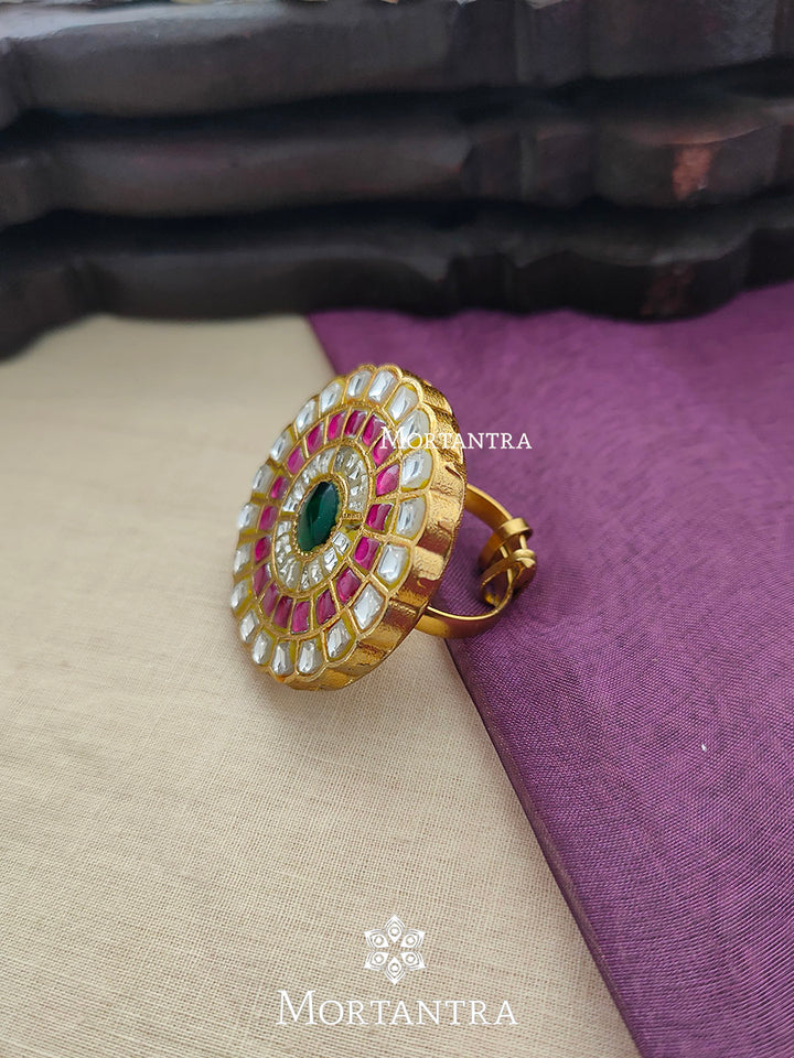 TJ-R23M - Adjustable Thappa Jadau Kundan Ring