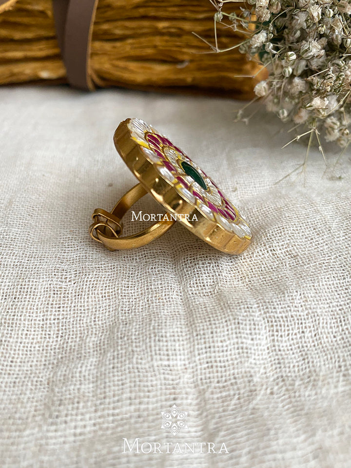 TJ-R23M - Adjustable Thappa Jadau Kundan Ring