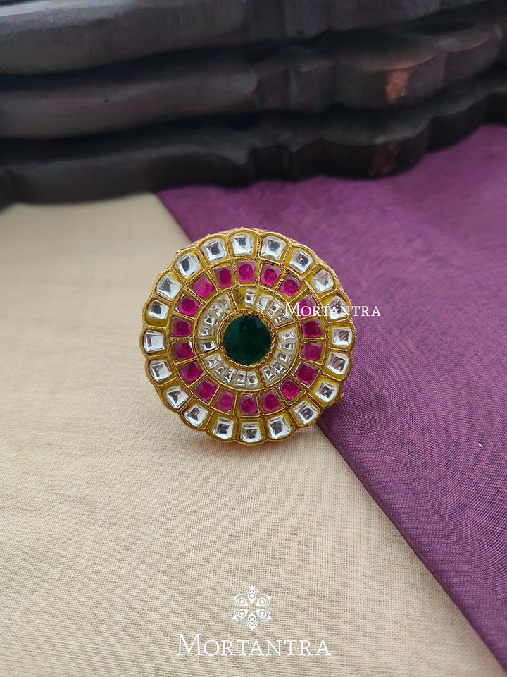 TJ-R23M - Adjustable Thappa Jadau Kundan Ring