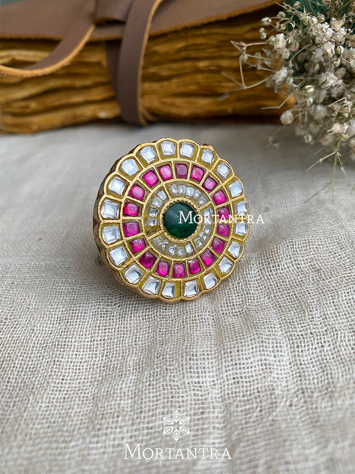 TJ-R23M - Adjustable Thappa Jadau Kundan Ring