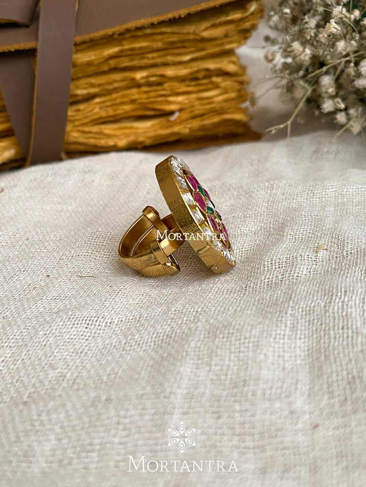 TJ-R35M - Adjustable Thappa Jadau Kundan Ring