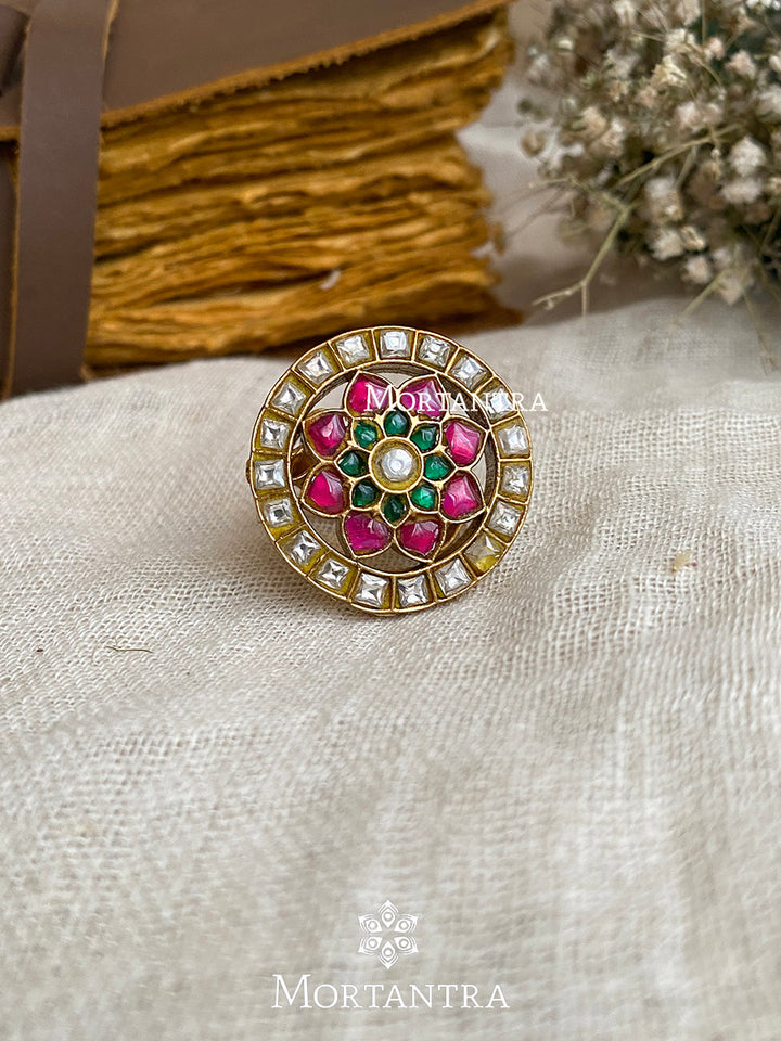 TJ-R35M - Adjustable Thappa Jadau Kundan Ring