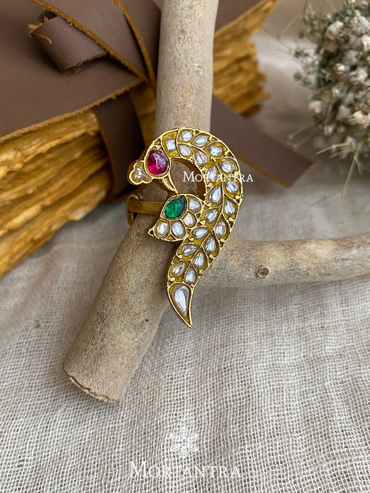 TJ-R38M - Multicolor Thappa Jadau Kundan Ring