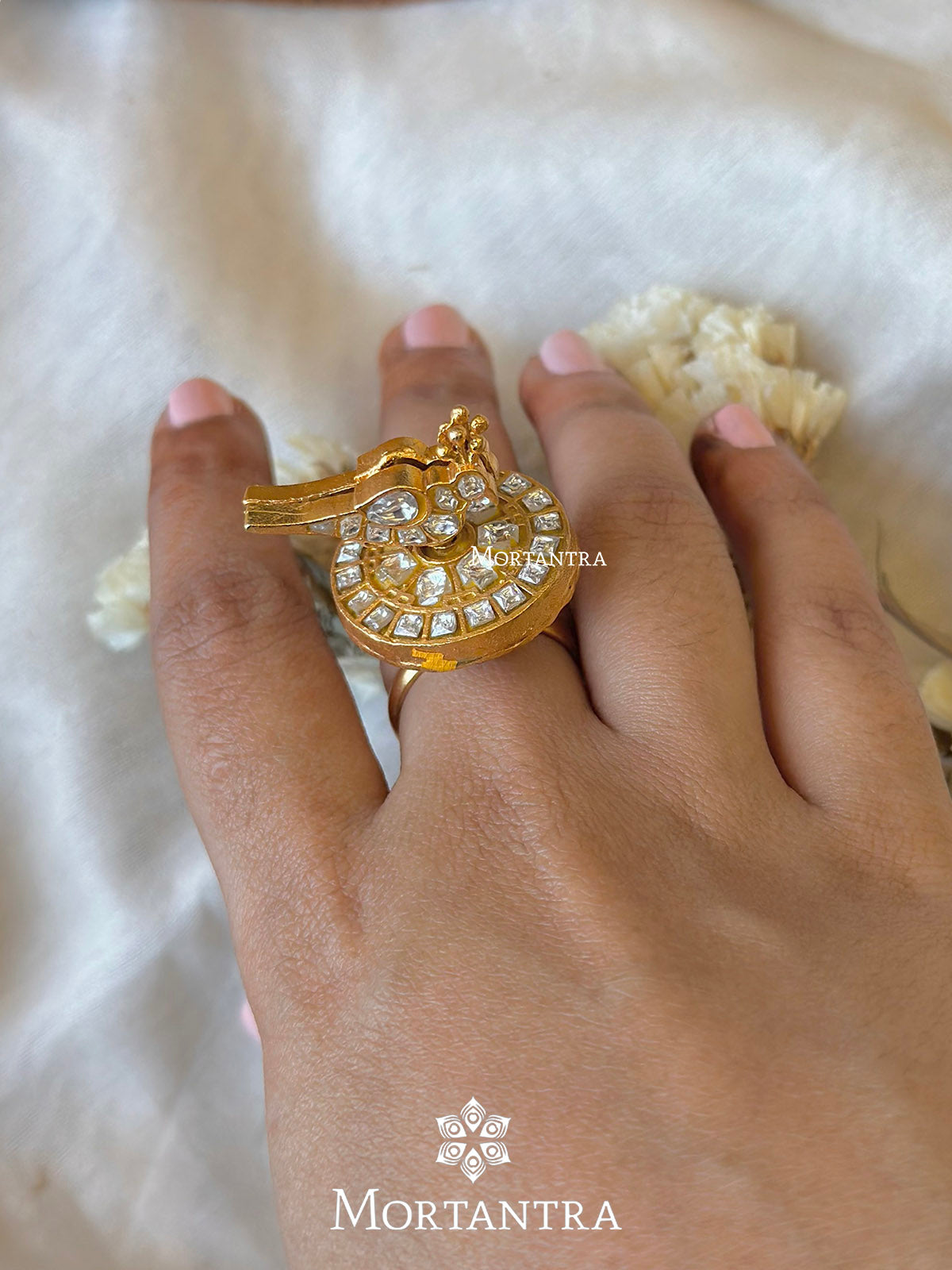 Two-Tone Lakshmi Gold Ring | Raj Jewels