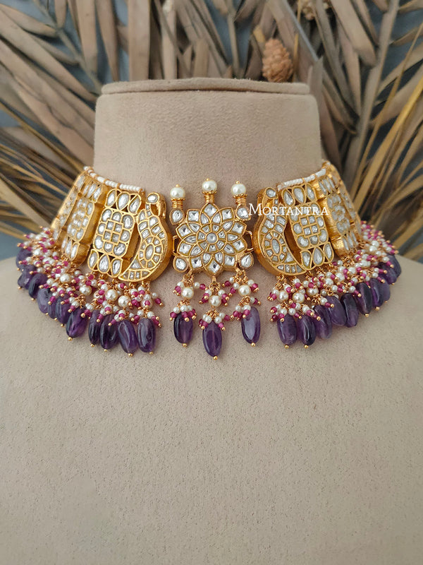 TJ-S11 - Thappa Jadau Kundan Necklace Set