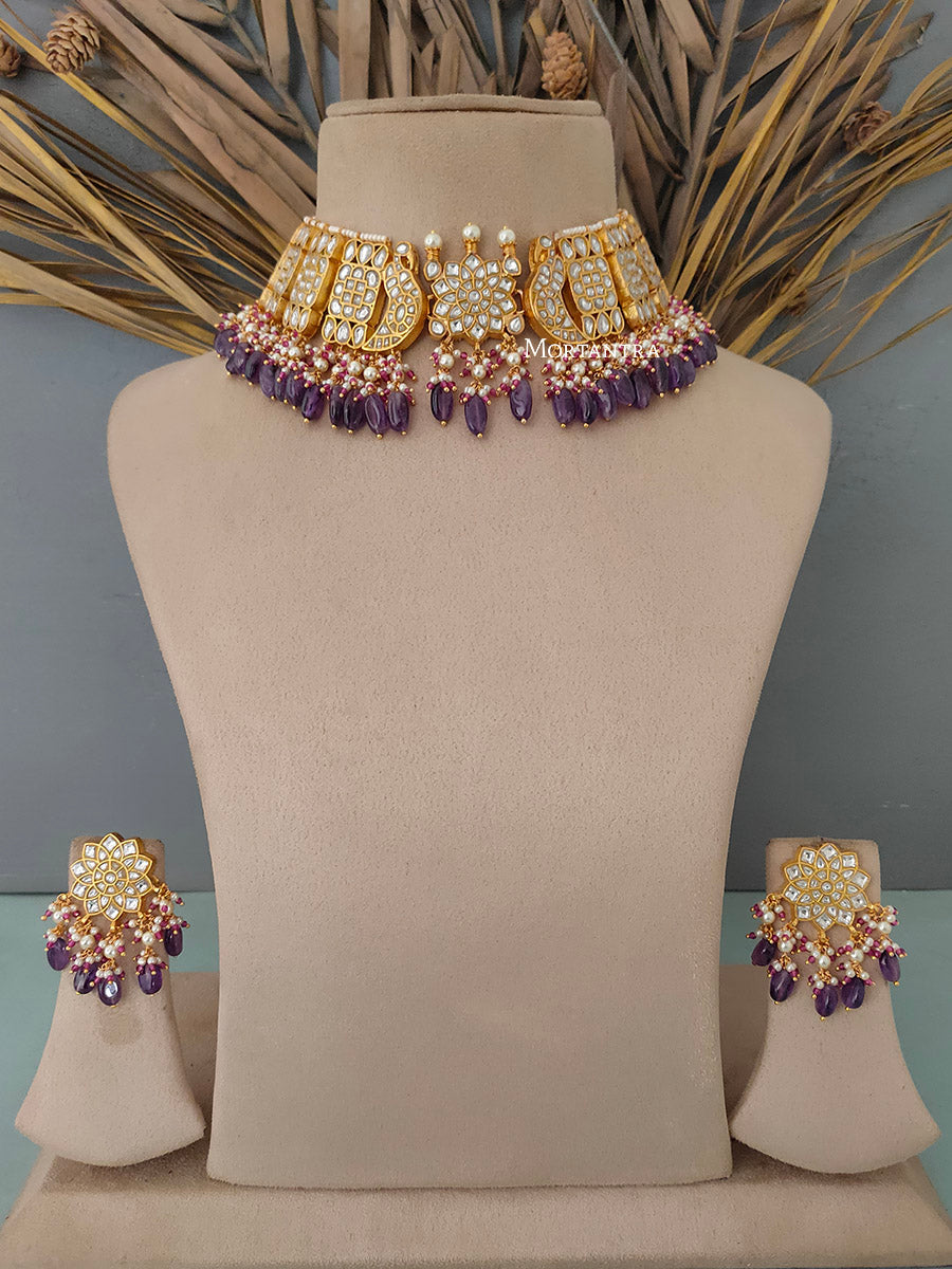 TJ-S11 - Thappa Jadau Kundan Necklace Set