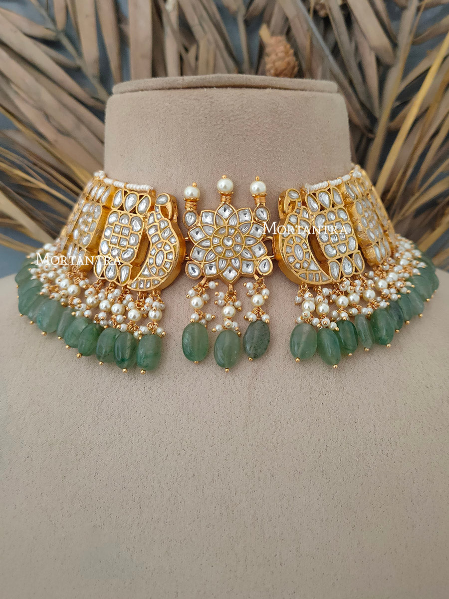 TJ-S11A - Thappa Jadau Kundan Necklace Set