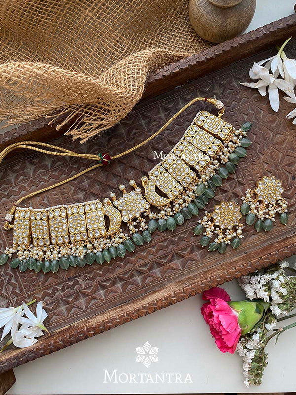 TJ-S11A - Thappa Jadau Kundan Necklace Set