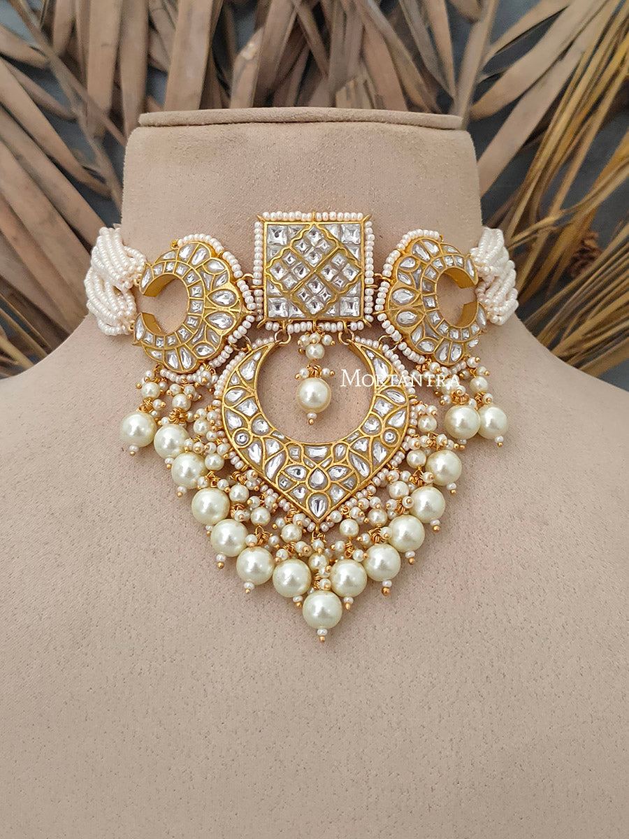 TJ-S6B - Thappa Jadau Kundan Necklace Set