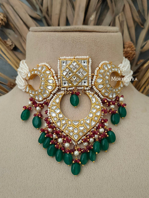 TJ-S6C - Thappa Jadau Kundan Necklace Set