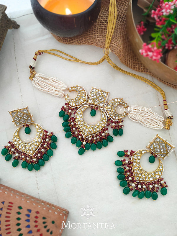 TJ-S6C - Thappa Jadau Kundan Necklace Set