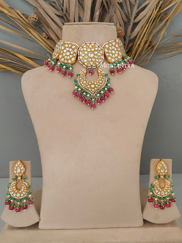 TJ-S14 - Thappa Jadau Kundan Necklace Set
