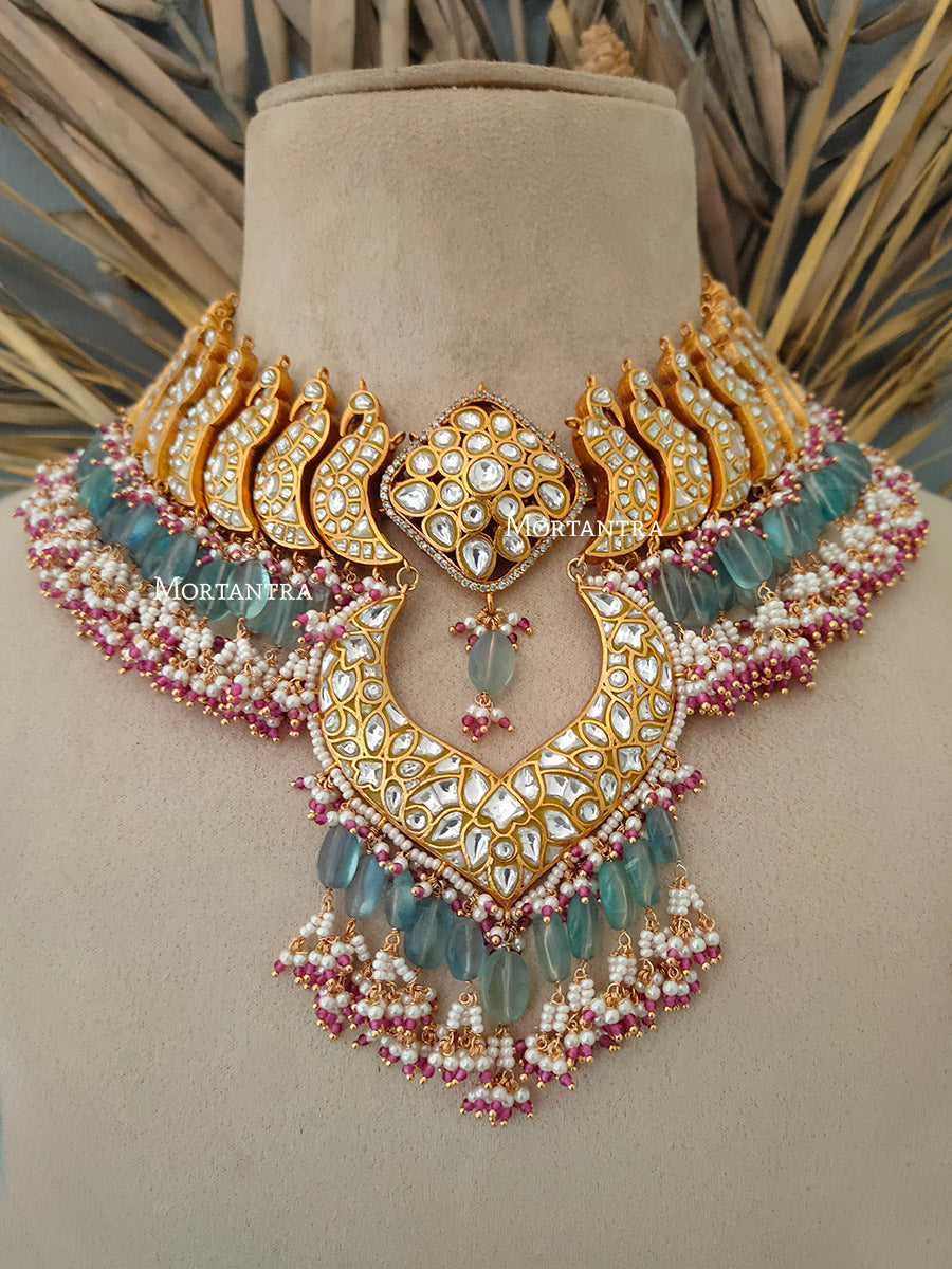 TJ-S18 - Thappa Jadau Kundan Necklace Set