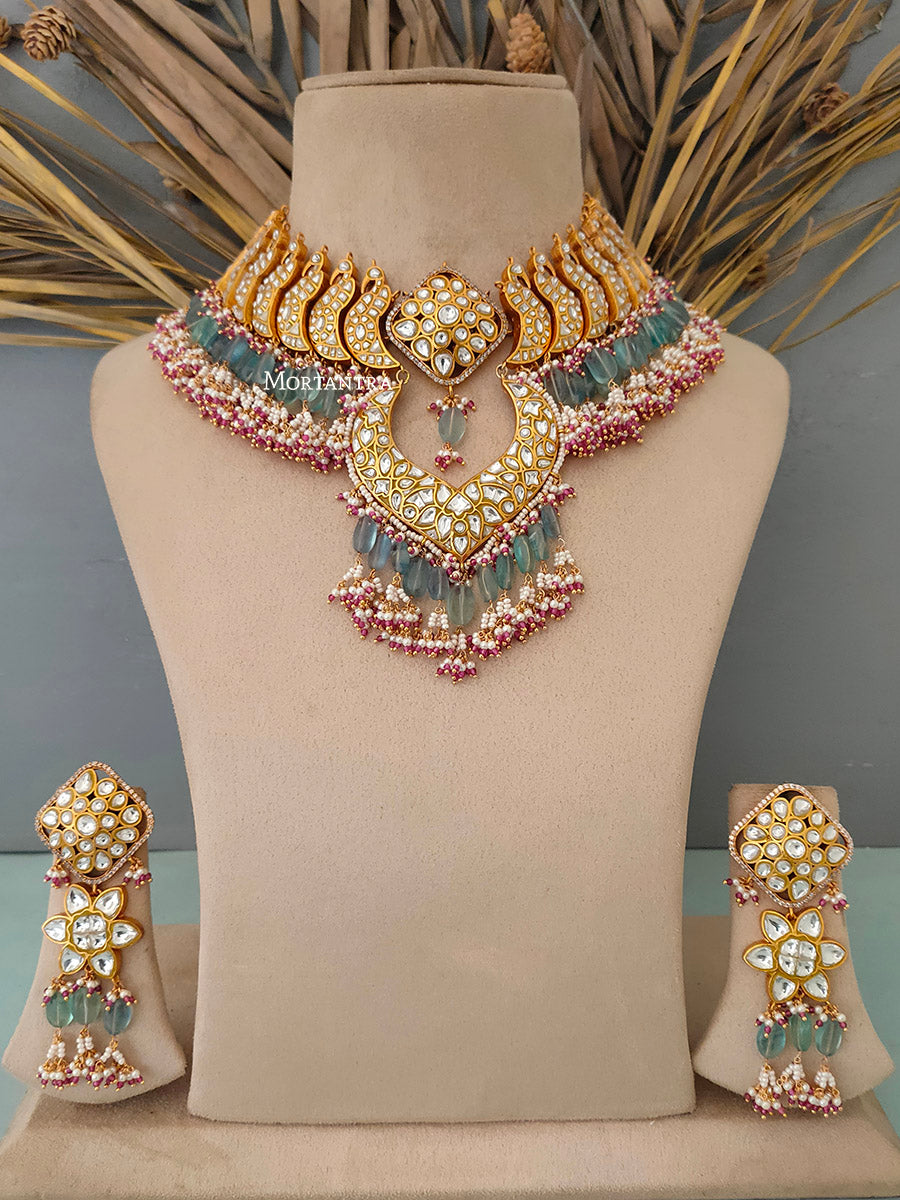 TJ-S18 - Thappa Jadau Kundan Necklace Set