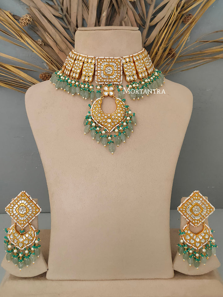 TJ-S21 - Thappa Jadau Kundan Necklace Set