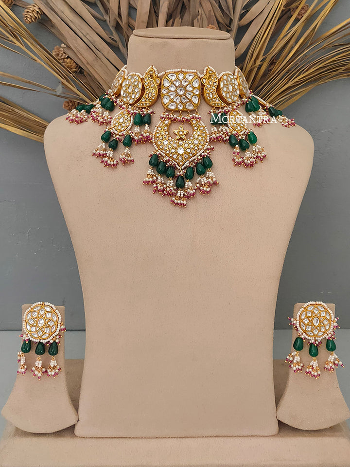 TJ-S23 - Thappa Jadau Kundan Necklace Set