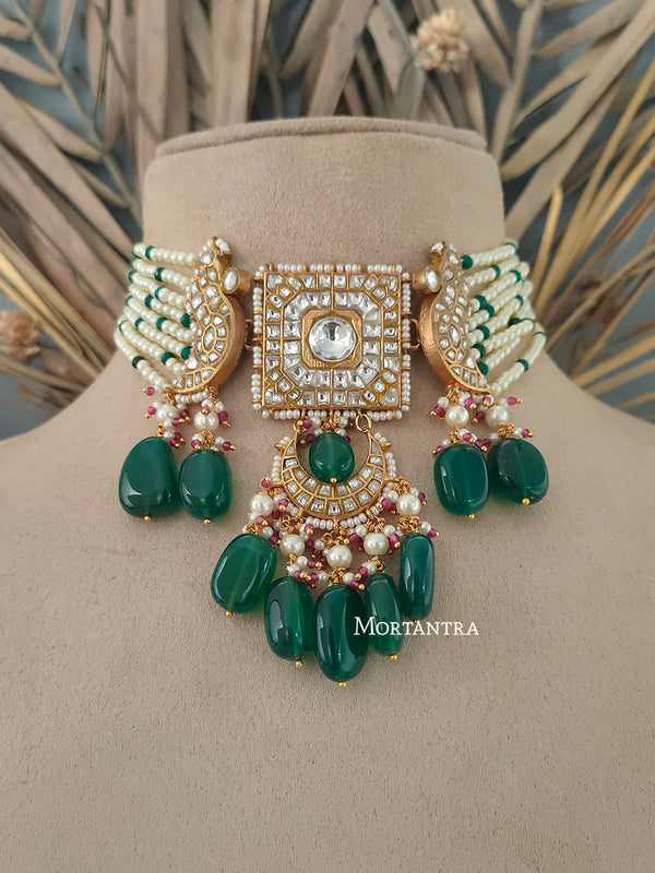 TJ-S29 - Thappa Jadau Kundan Necklace Set