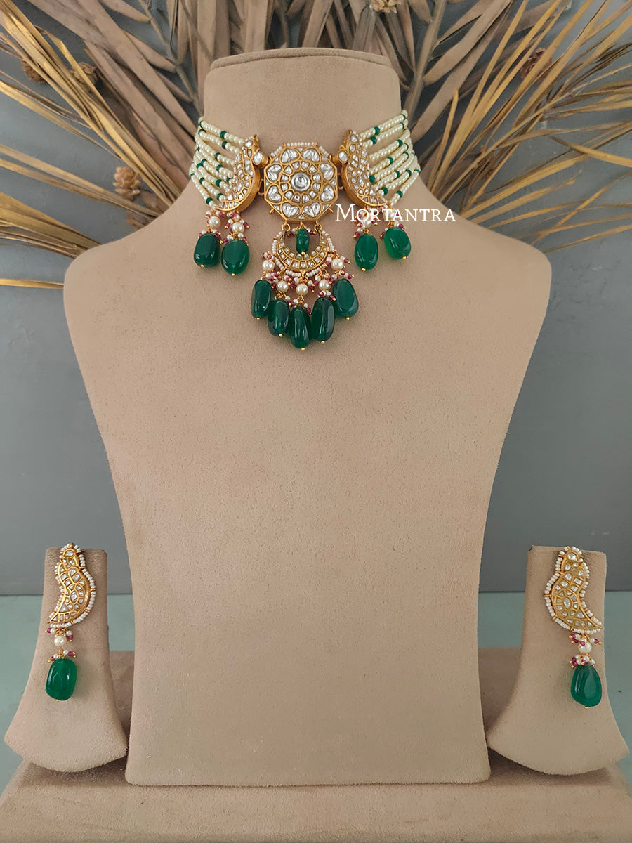 TJ-S30 - Thappa Jadau Kundan Necklace Set