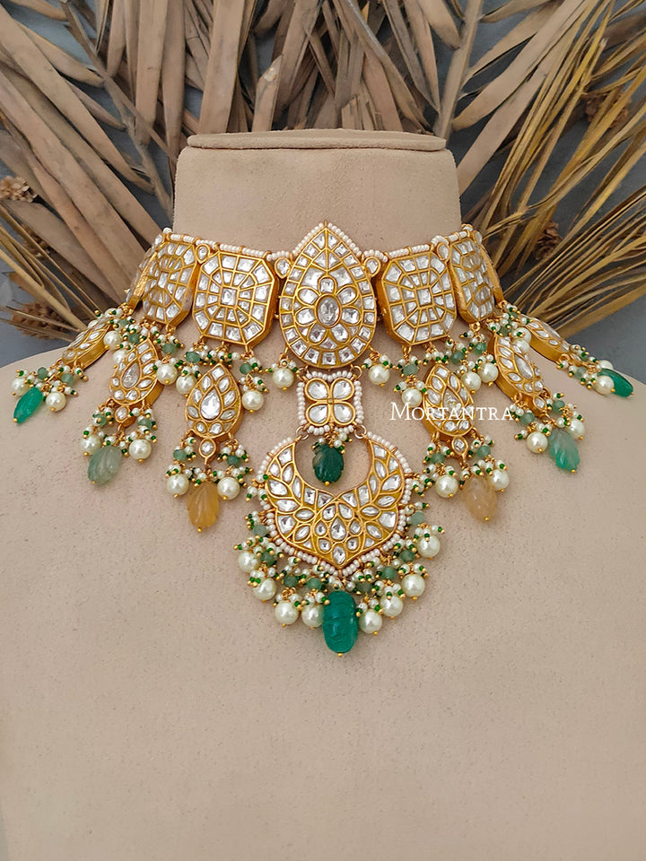TJ-S39 - Thappa Jadau Kundan Necklace Set