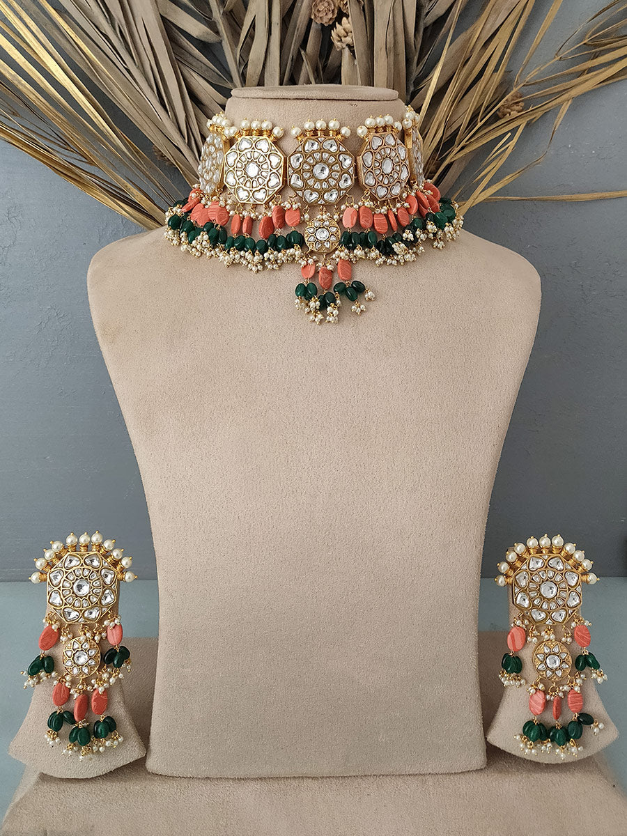 TJ-S4 - Thappa Jadau Kundan Necklace Set