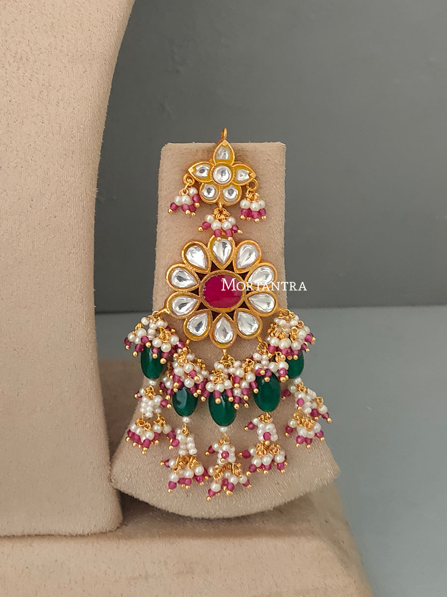 TJ-S44WP - Thappa Jadau Kundan Necklace Set