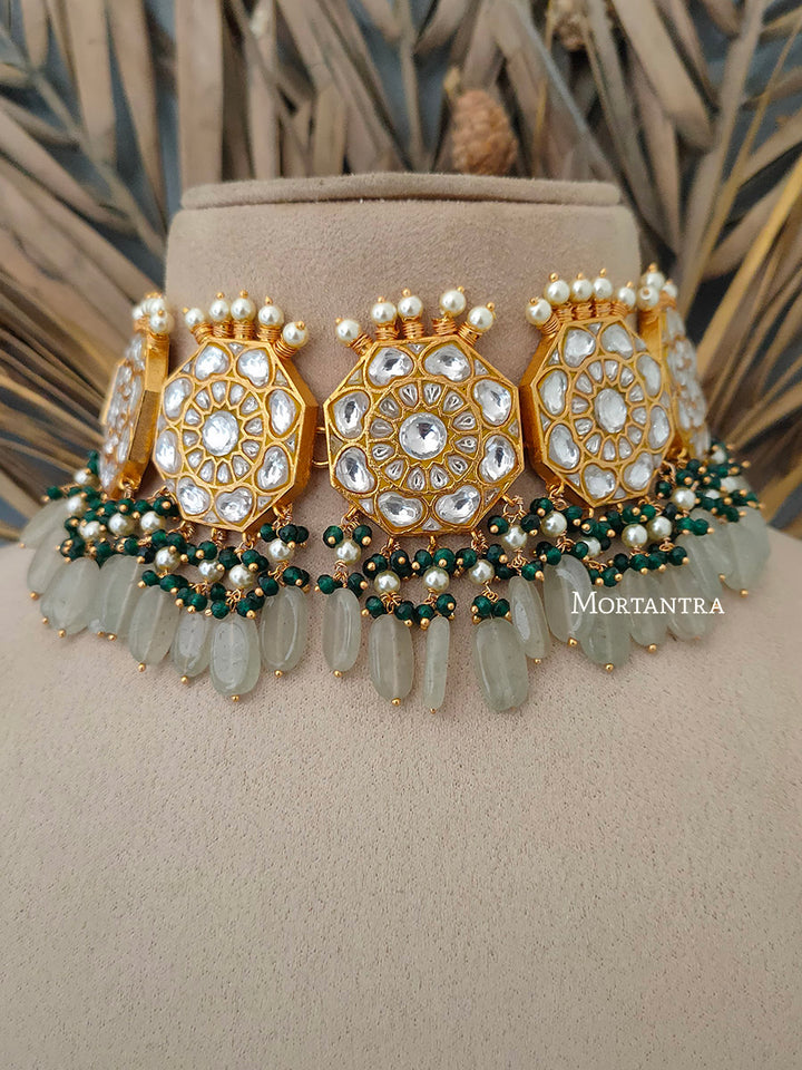 TJ-S4A - Thappa Jadau Kundan Necklace Set