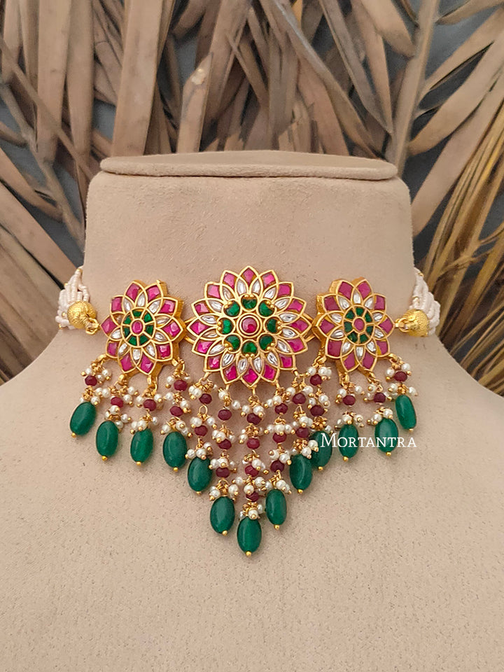TJ-S50M - Thappa Jadau Kundan Necklace Set