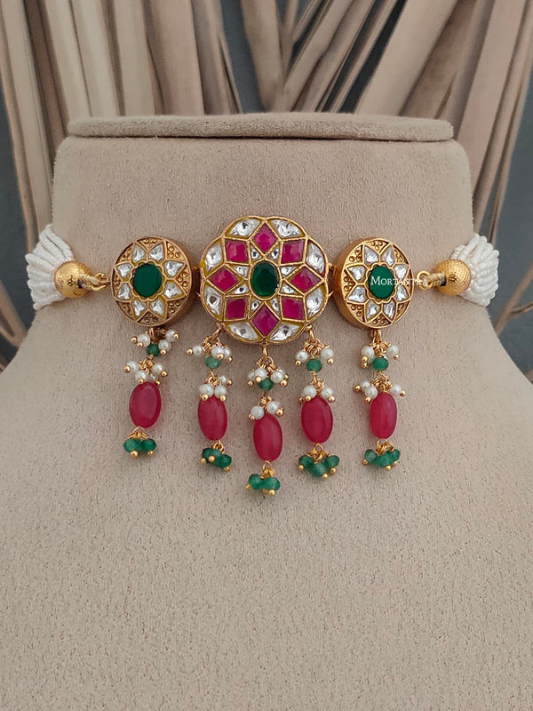 TJ-S52M - Thappa Jadau Kundan Necklace Set