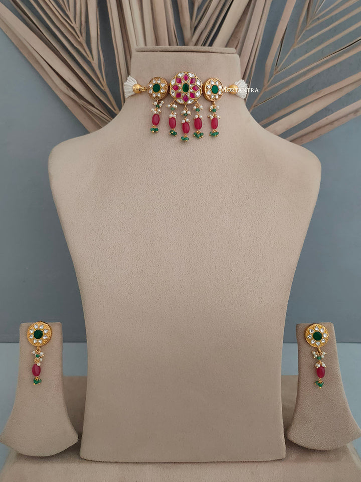 TJ-S52M - Thappa Jadau Kundan Necklace Set