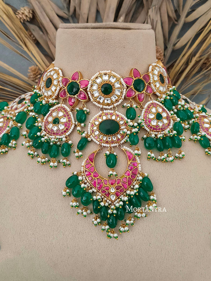TJ-S57M - Thappa Jadau Kundan Necklace Set