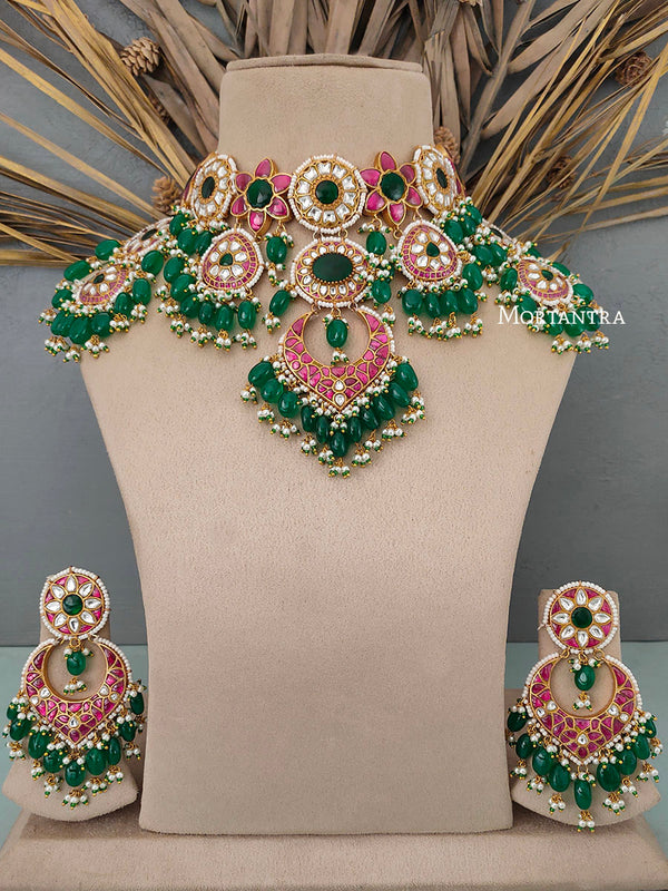TJ-S57M - Thappa Jadau Kundan Necklace Set