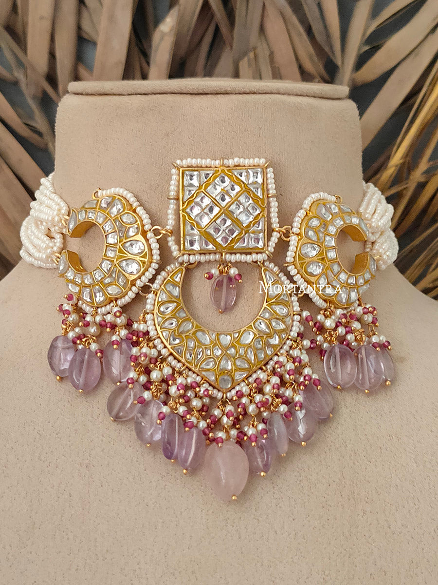 TJ-S6 - Thappa Jadau Kundan Necklace Set