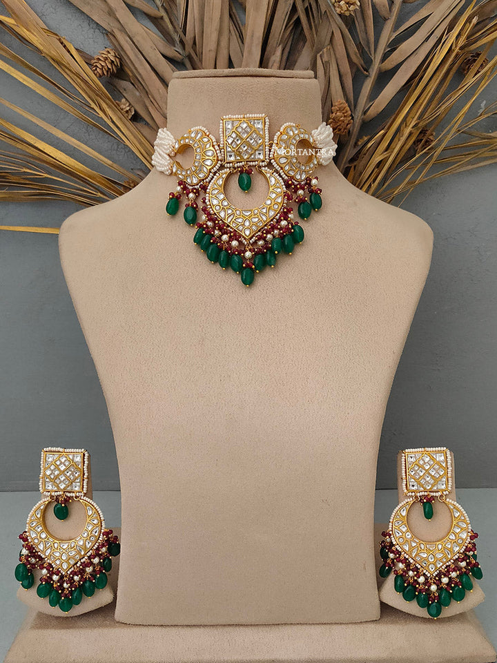 TJ-S6C - Thappa Jadau Kundan Necklace Set